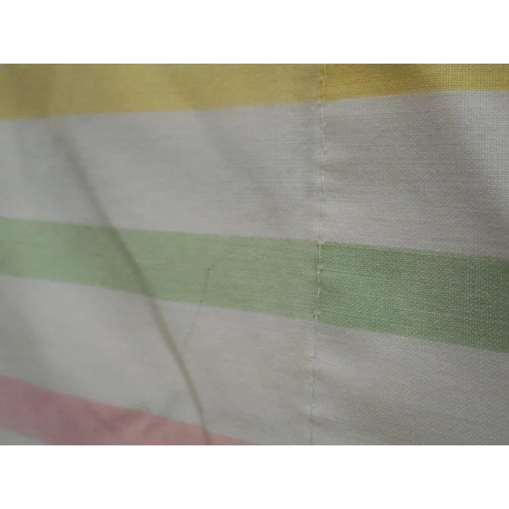 Vintage Wamsutta 50/50 cotton poly striped Yellow Green Pink Standard Pillowcase